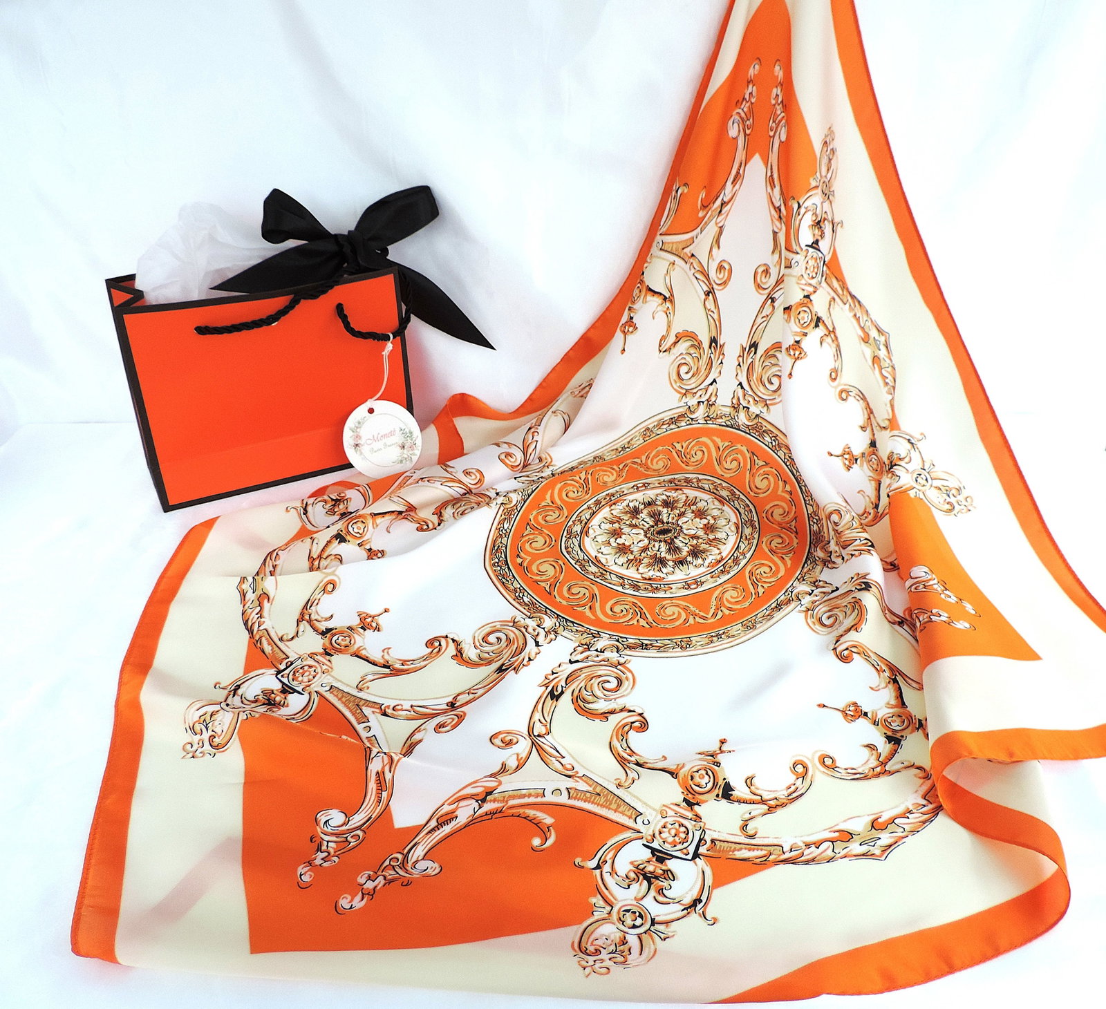 Moneté Paris 100% Silk Baroque Print Scarf 'New' - 2