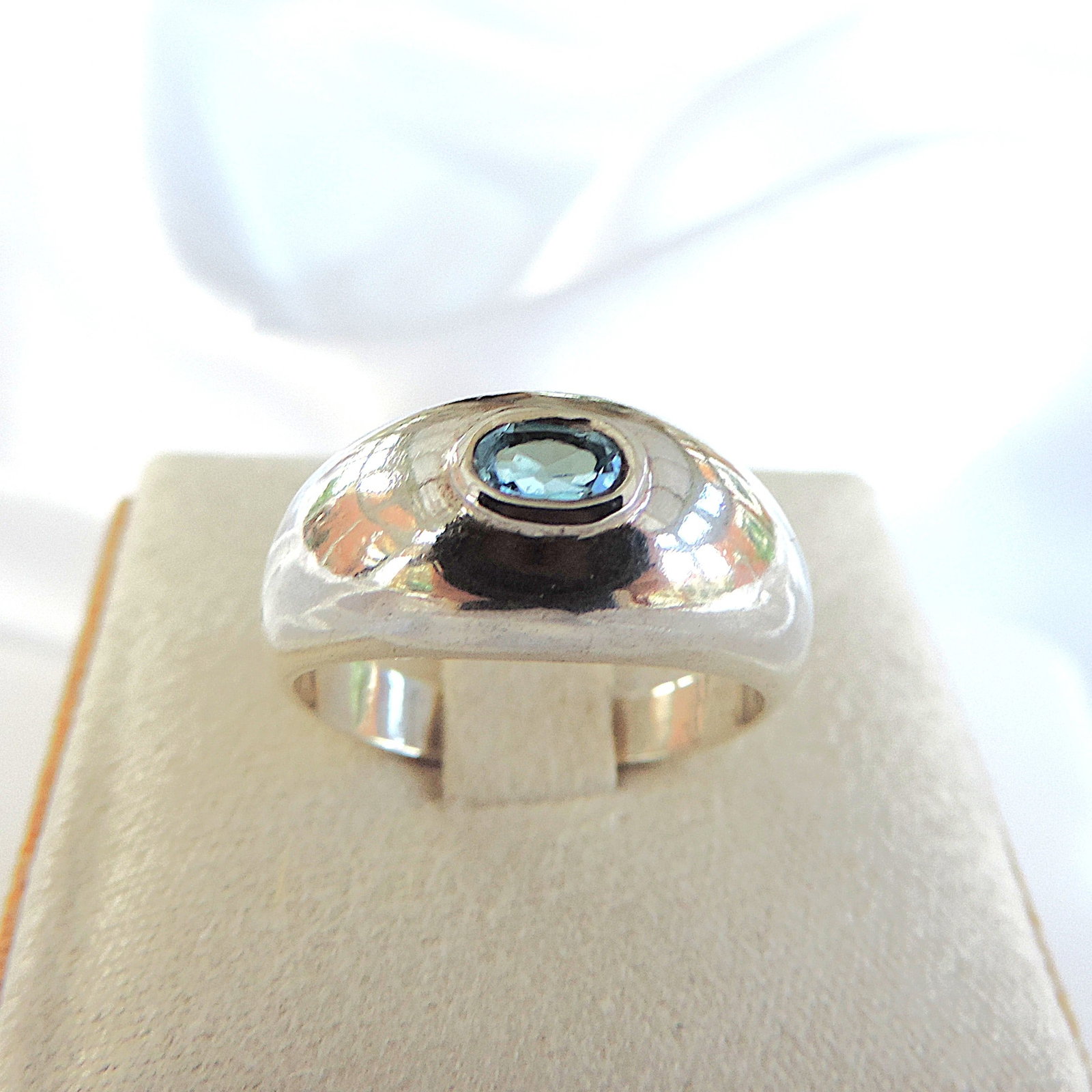 925 Sterling Silver Blue Topaz Gemstone Ring - 3