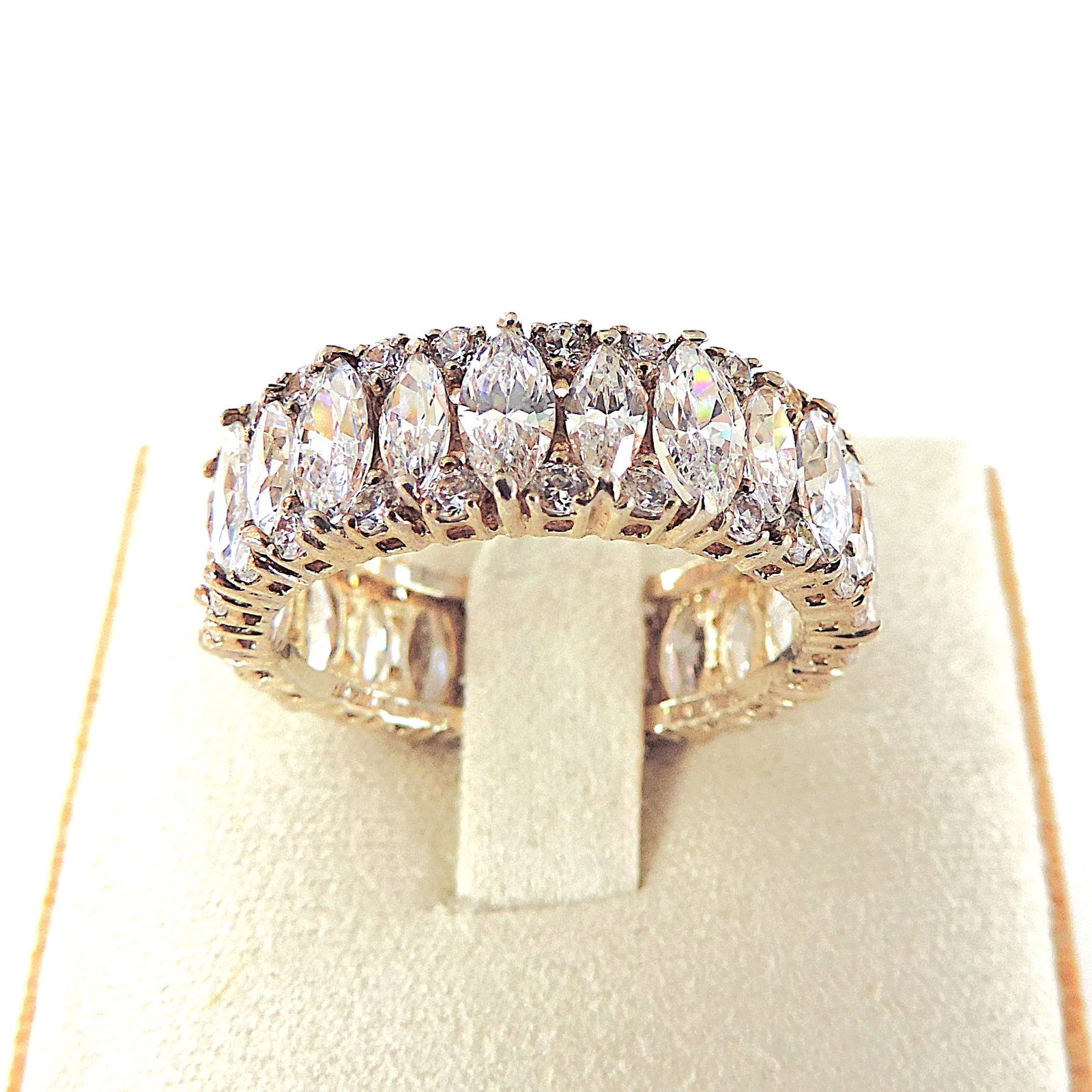 925 Silver 13.16 Carat Marquise Lab-Created Diamond Eternity Ring 'New' - 4
