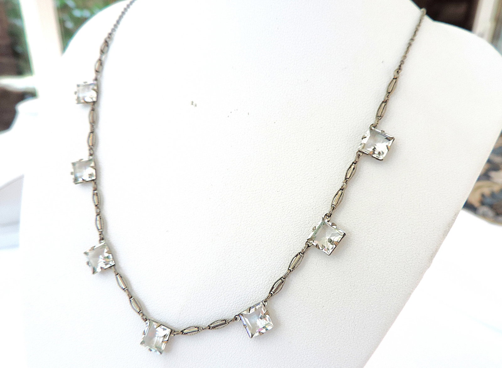 Vintage Art Deco Crystal Necklace Circa 1930's - 2