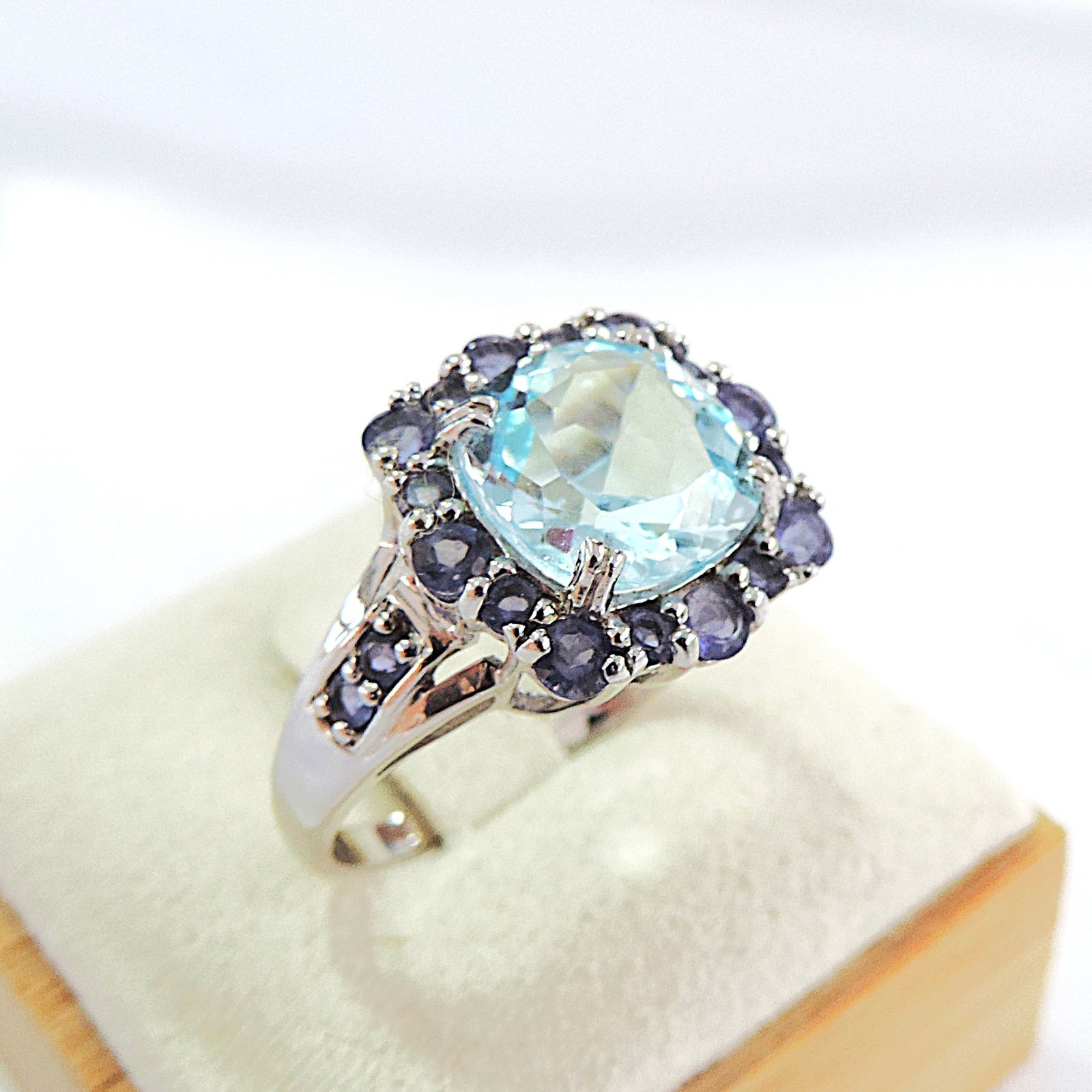 925 Silver 4.68 Carat Aquamarine & Tanzanite Gemstone Ring - 4