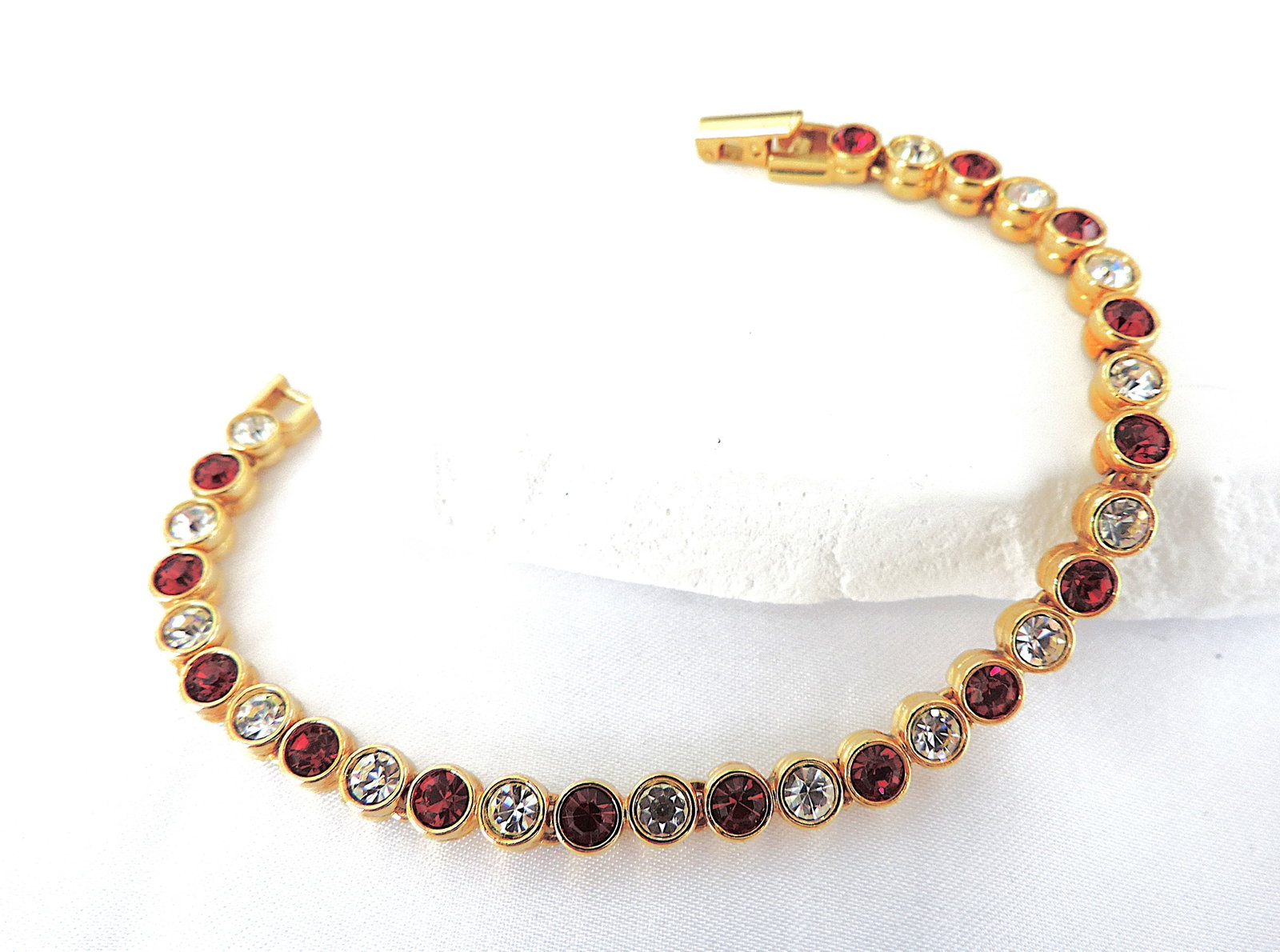Vintage Gold Plated Austrian Crystal Tennis Bracelet Circa 1980's (1 of 4)