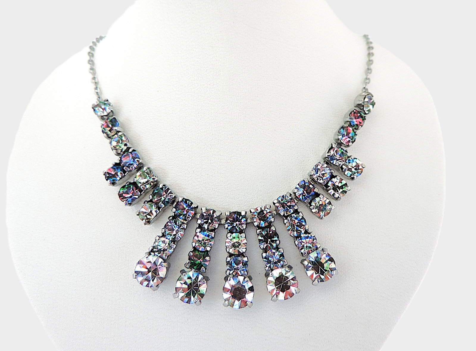 Vintage Art Deco Iris Crystal Necklace Circa 1930's - 4