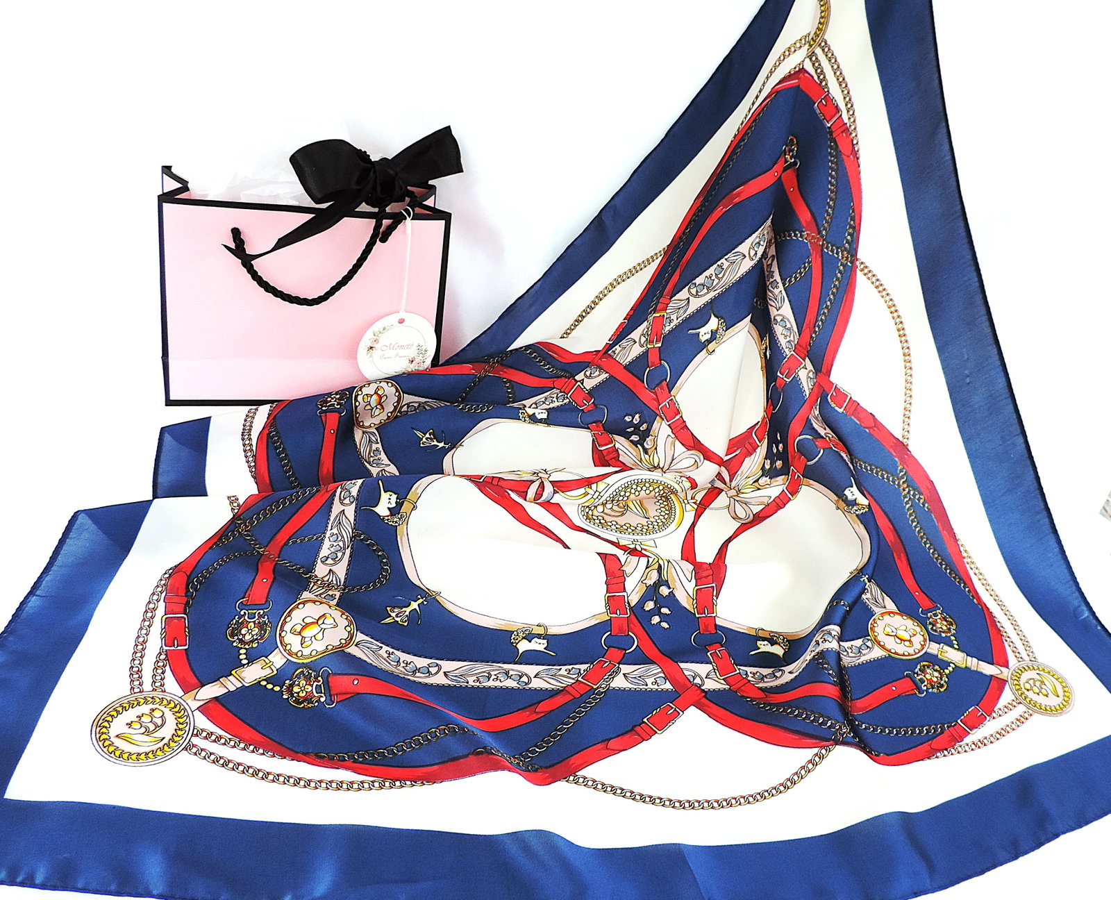 Moneté Paris 100% Silk Equestrian Style Print Scarf 'New' - 4
