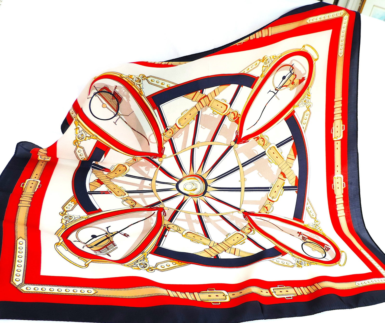 Moneté Paris 100% Silk Equestrian Style Print Scarf 'New' - 2