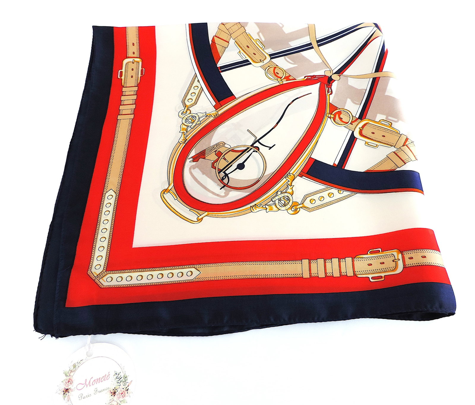 Moneté Paris 100% Silk Equestrian Style Print Scarf 'New' - 4