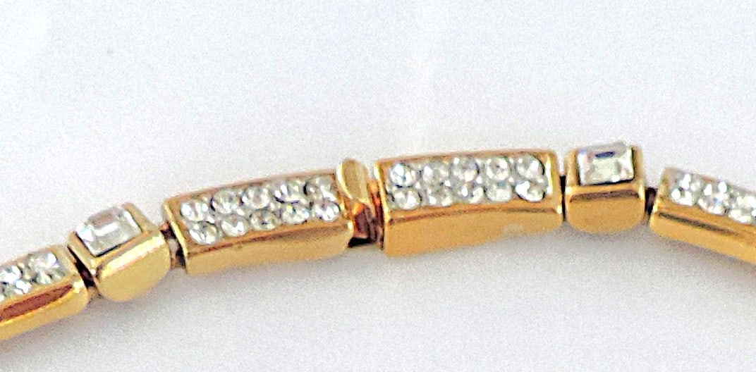 Vintage Attwood & Sawyer Classic Art Deco White Crystal Necklace c.1980's - 5