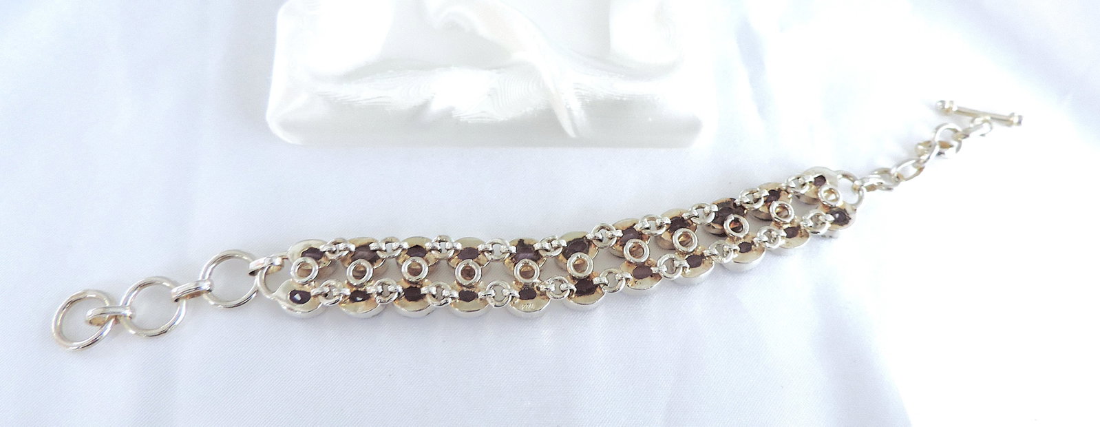 Vintage Artisan 925 Silver 22.5 Carat Amethyst Gemstone Bracelet - 3
