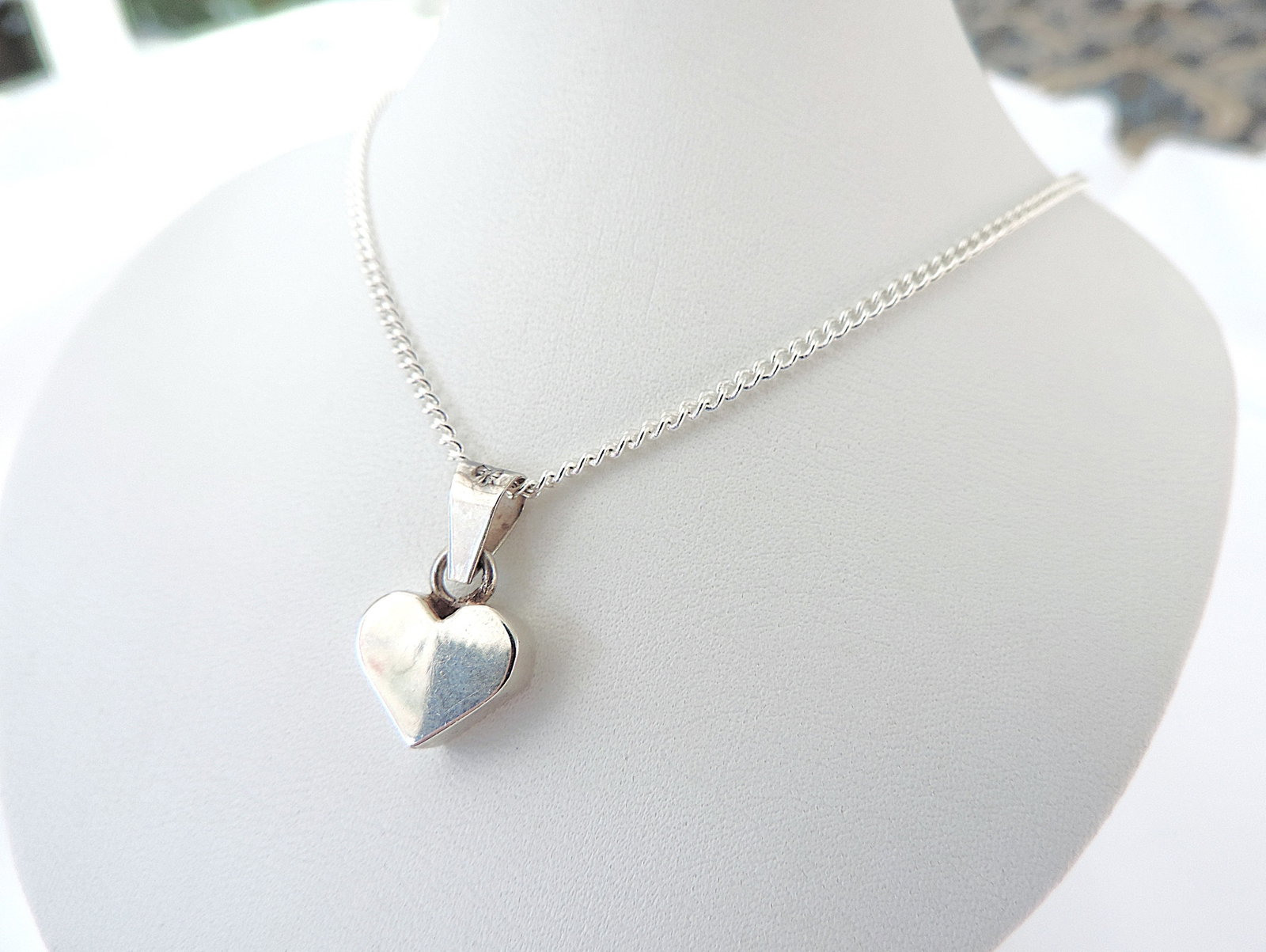 Vintage 925 Silver Heart Pendant Necklace - 4