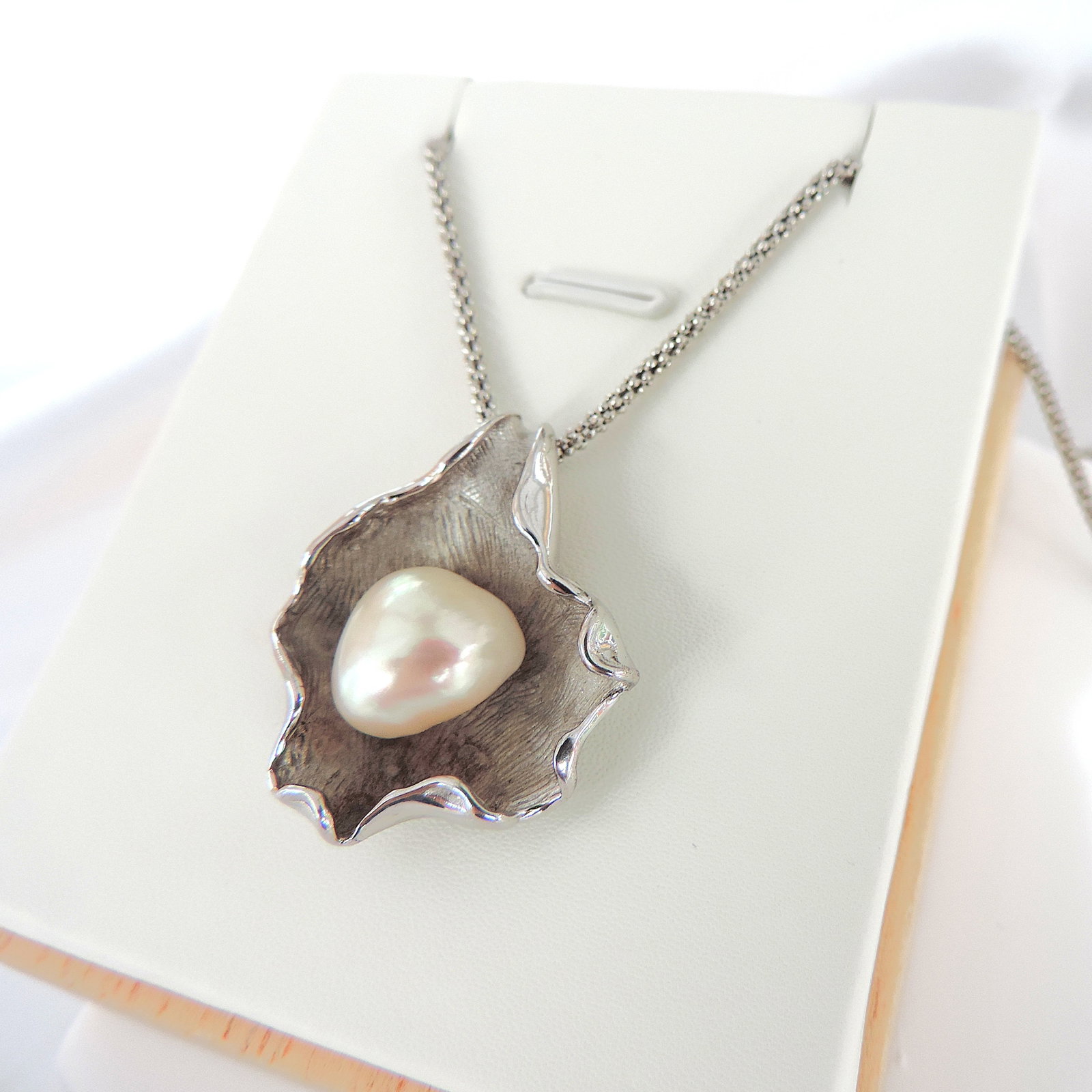 Vintage Artisan 925 Silver Organic Cultured Pearl Necklace - 2