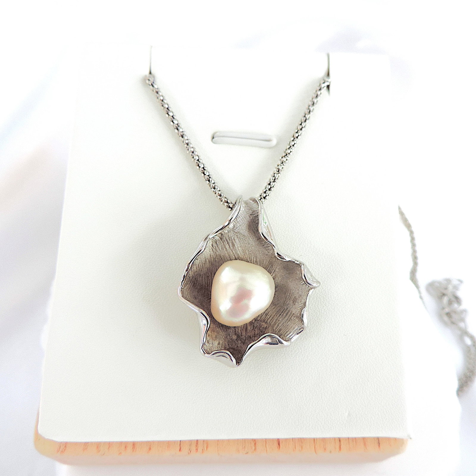 Vintage Artisan 925 Silver Organic Cultured Pearl Necklace - 4