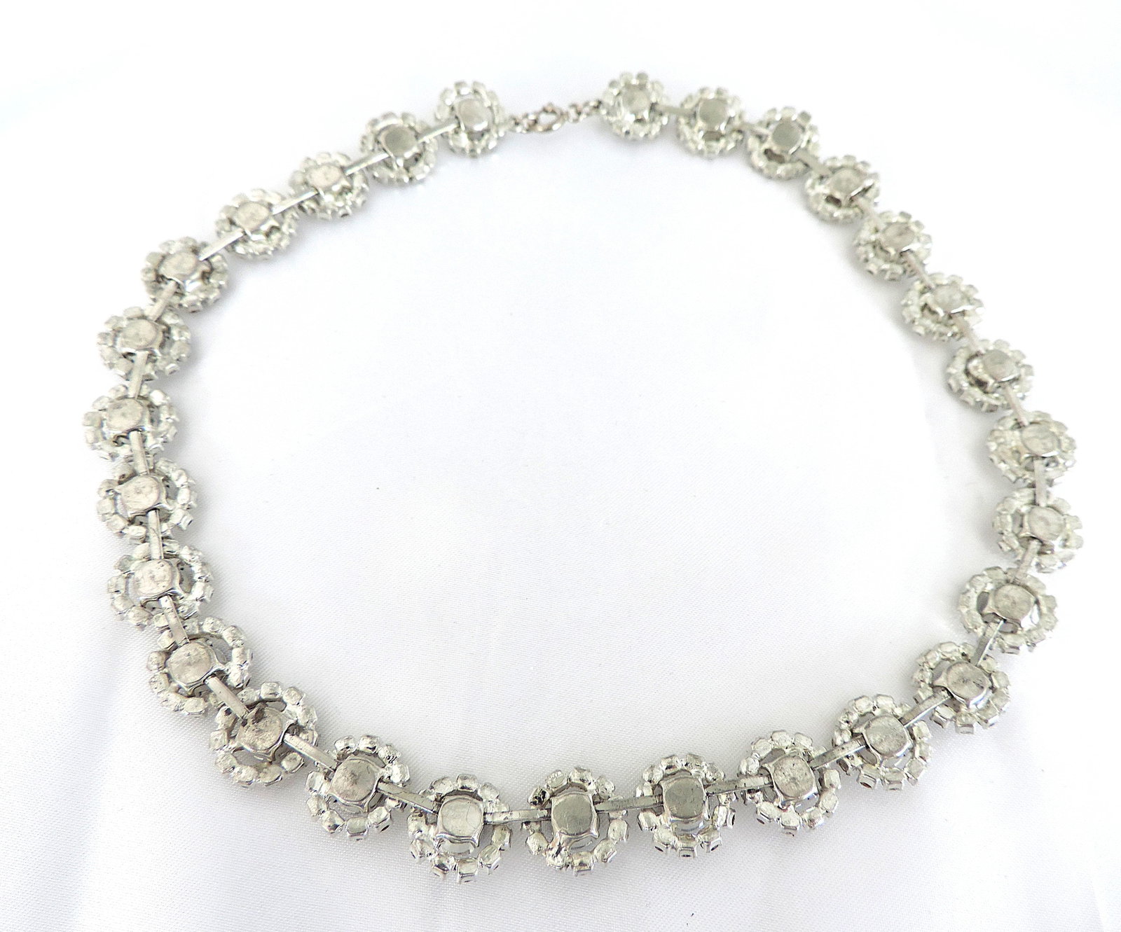 Vintage 1930's Sapphire Blue & White Rhinestone Crystal Necklace - 6
