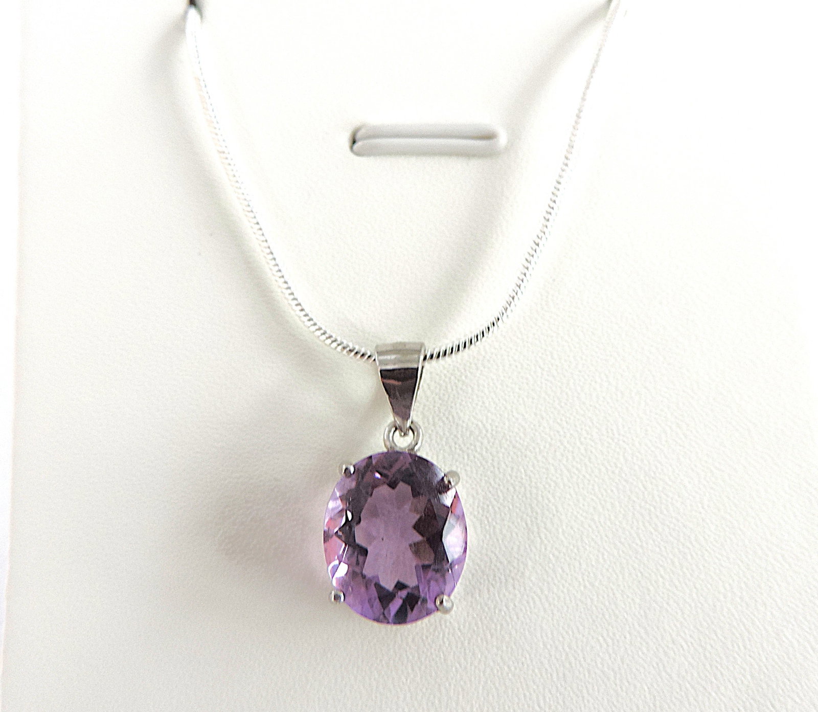 925 Silver 3.2 Carat Amethyst Pendant Necklace - 2
