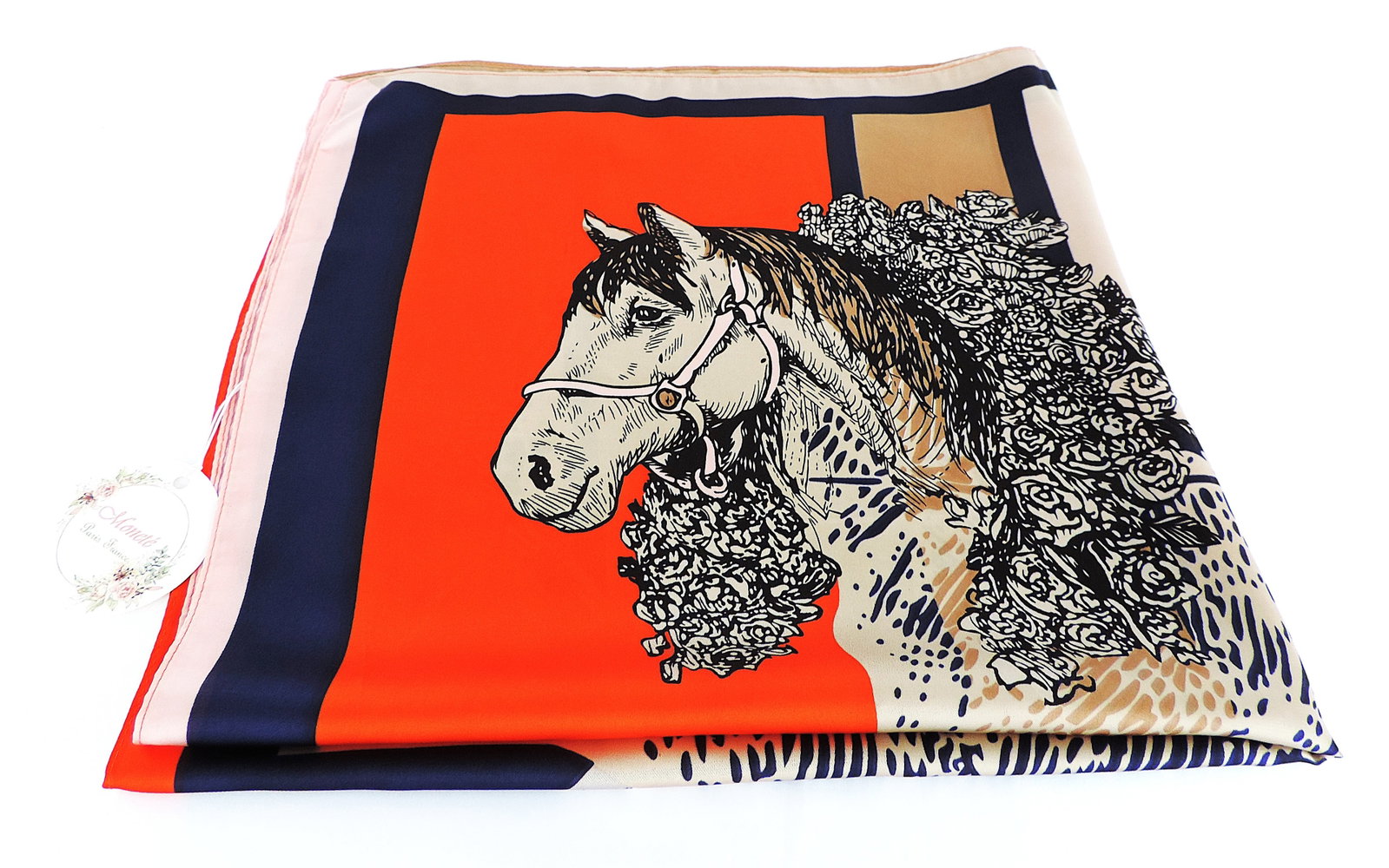 Moneté Paris 100% Silk Print Scarf 63x63 cm 'New' - 3