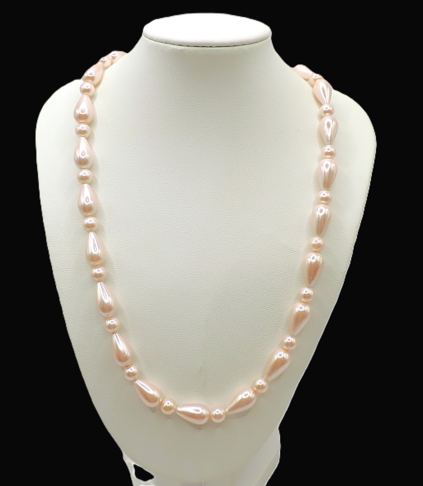 Rose Shell Bead Necklace Sterling Silver Clasp New With Gift Pouch - 2