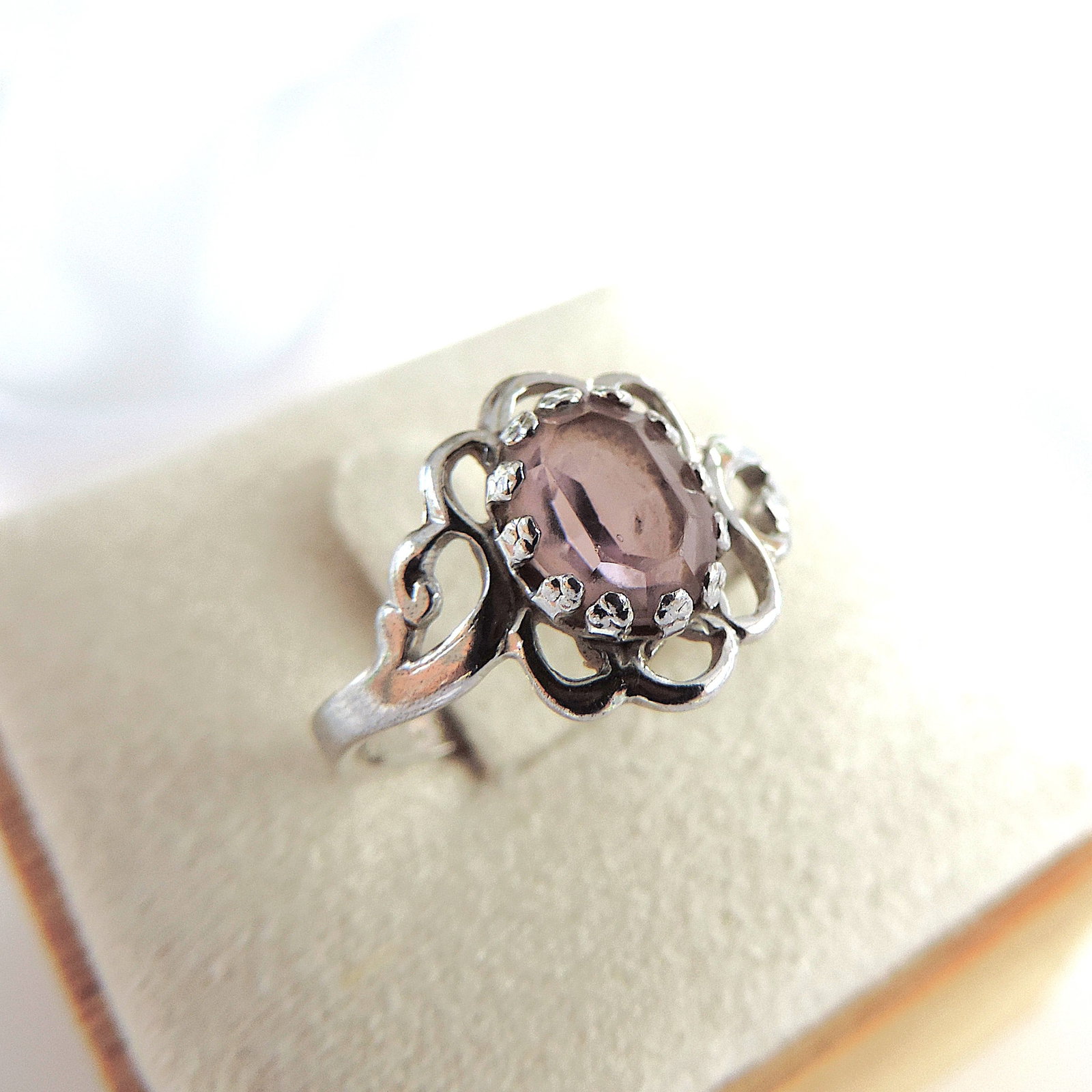 Vintage 925 Sterling Silver Amethyst Gemstone Ring - 3