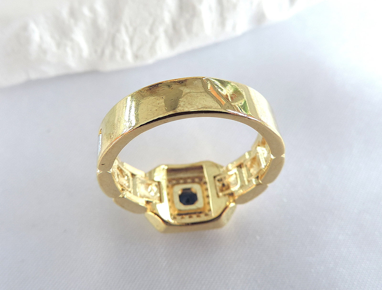 Men's Two Tone Stainless Steel Zircon Gemstone Ring - 3