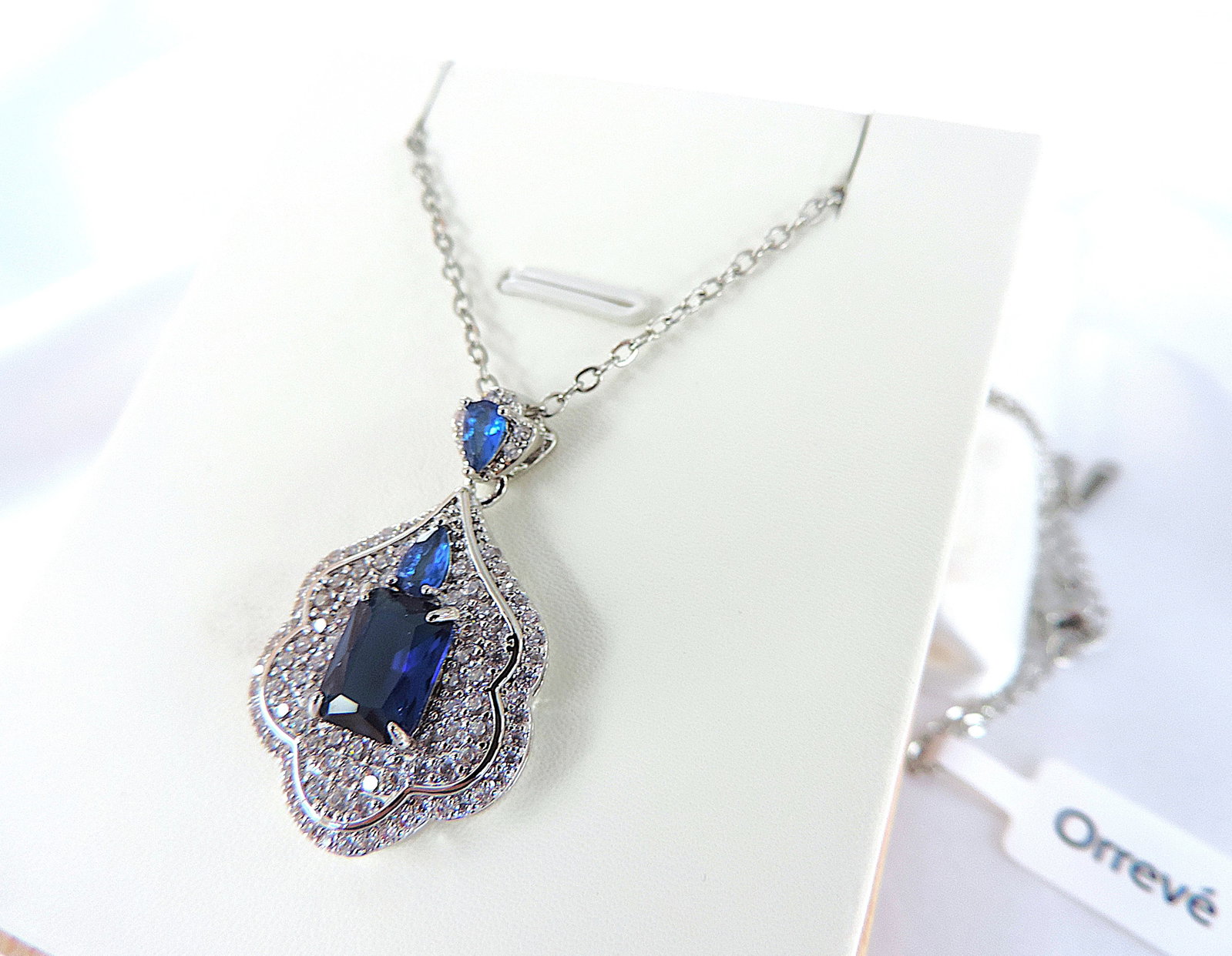 Orrevé Blue & White Zircon Gemstone Necklace 'New With Gift Box' - 7
