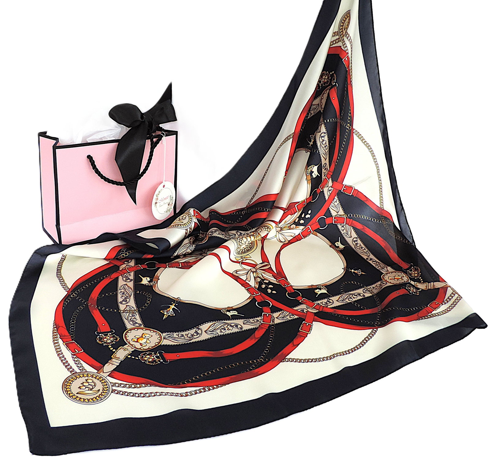 Moneté Paris 100% Silk Print Scarf 63x63 cm 'New' - 5