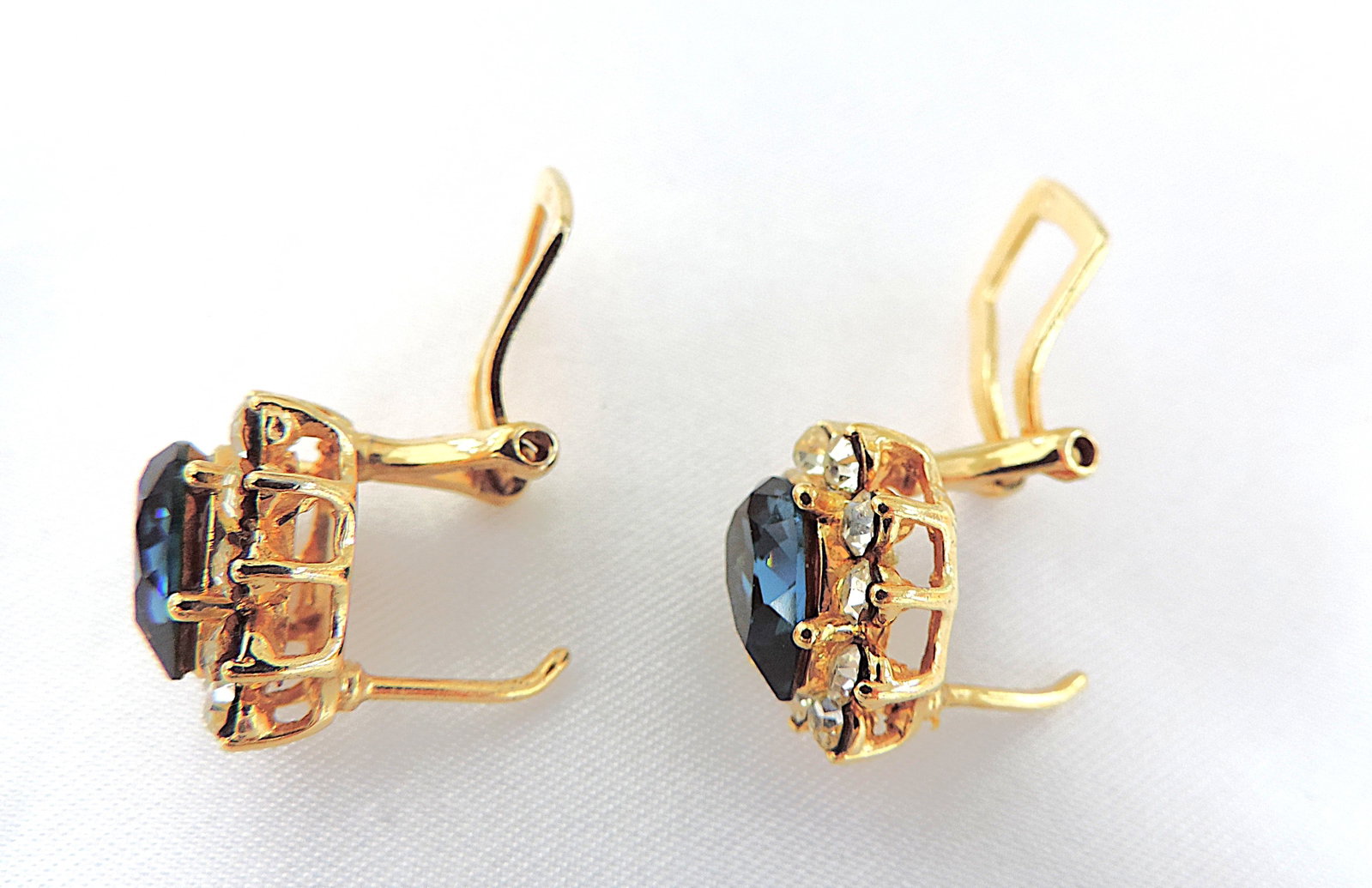 Vintage Attwood & Sawyer 22ct Gold Plated Sapphire Blue Heart Necklace & Earrings c.1980's - 7