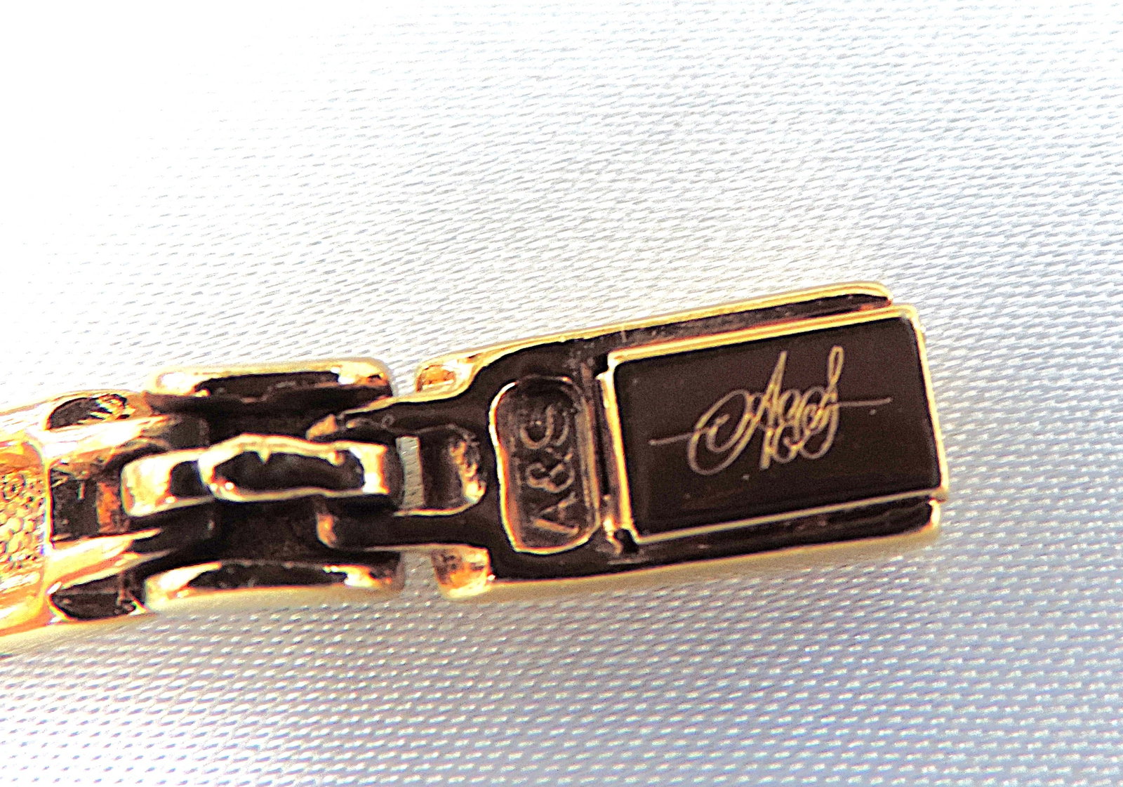 Vintage Attwood & Sawyer 22ct Gold Plated Emerald Green & White Crystal Bracelet c.1980's - 3