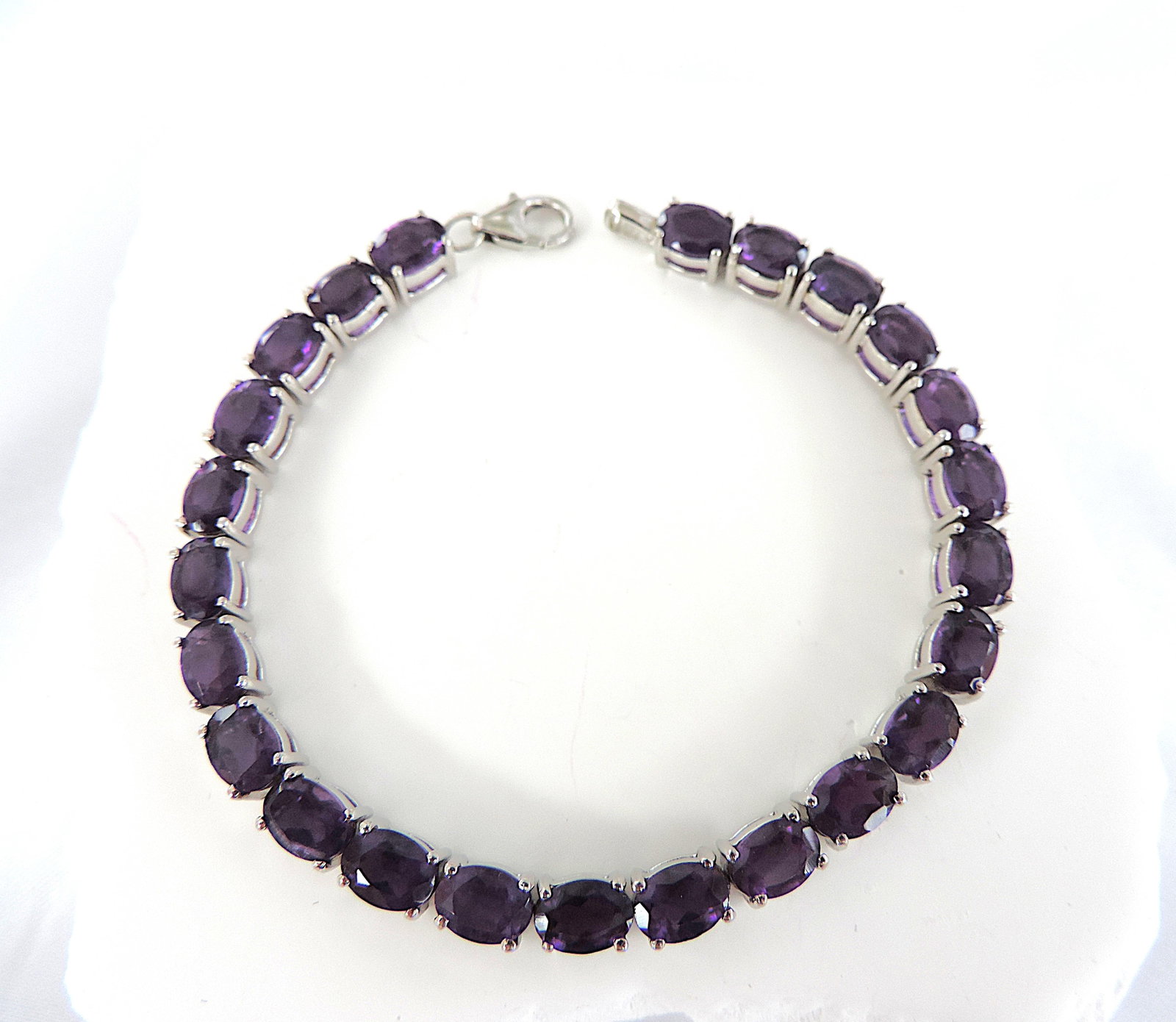 925 Sterling Silver 21 Carat Amethyst Bracelet 'New With Gift Box' - 2
