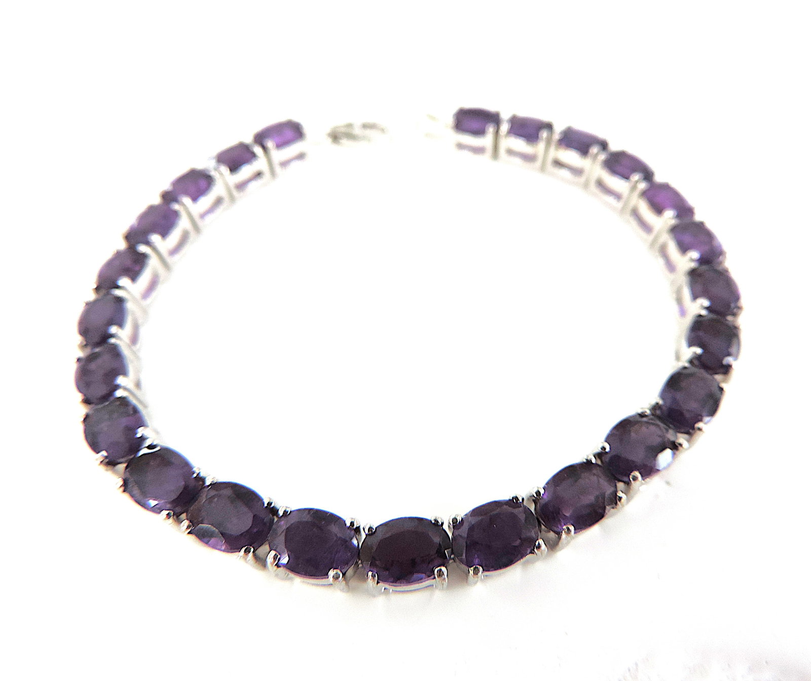 925 Sterling Silver 21 Carat Amethyst Bracelet 'New With Gift Box' - 3