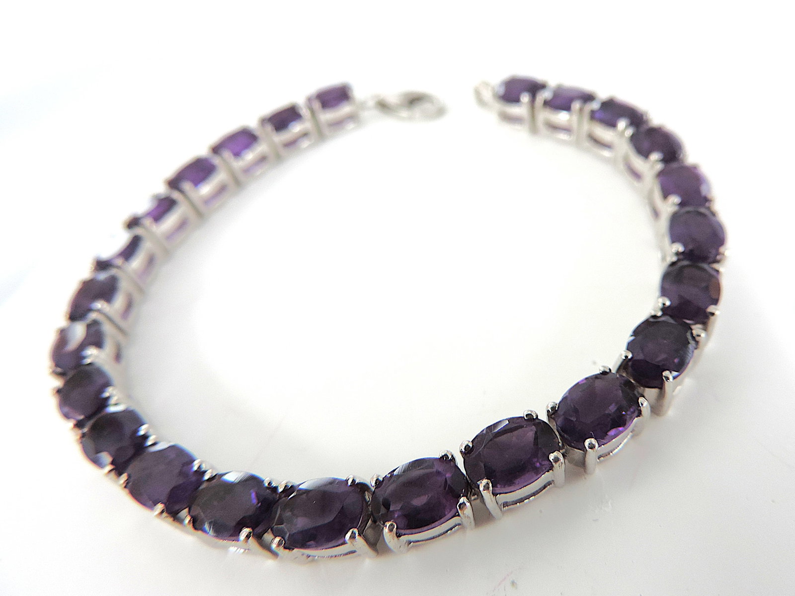 925 Sterling Silver 21 Carat Amethyst Bracelet 'New With Gift Box' - 5