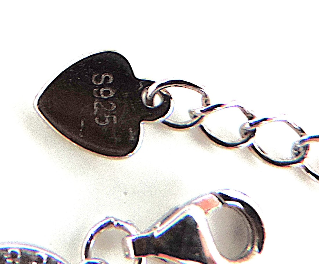 925 Silver White Zircon Gemstone Open Circles Bracelet 'New' - 4