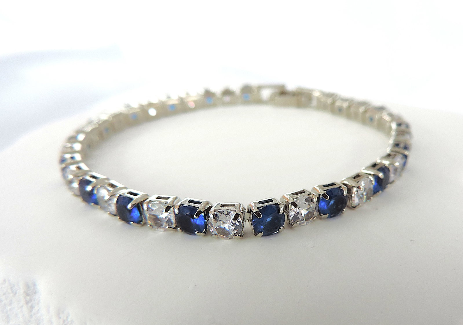 Blue & White Zircon Tennis Bracelet - 2