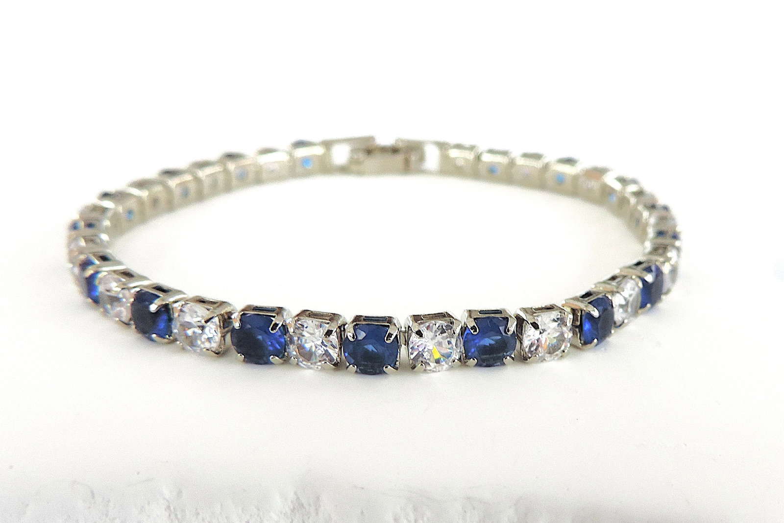 Blue & White Zircon Tennis Bracelet - 4