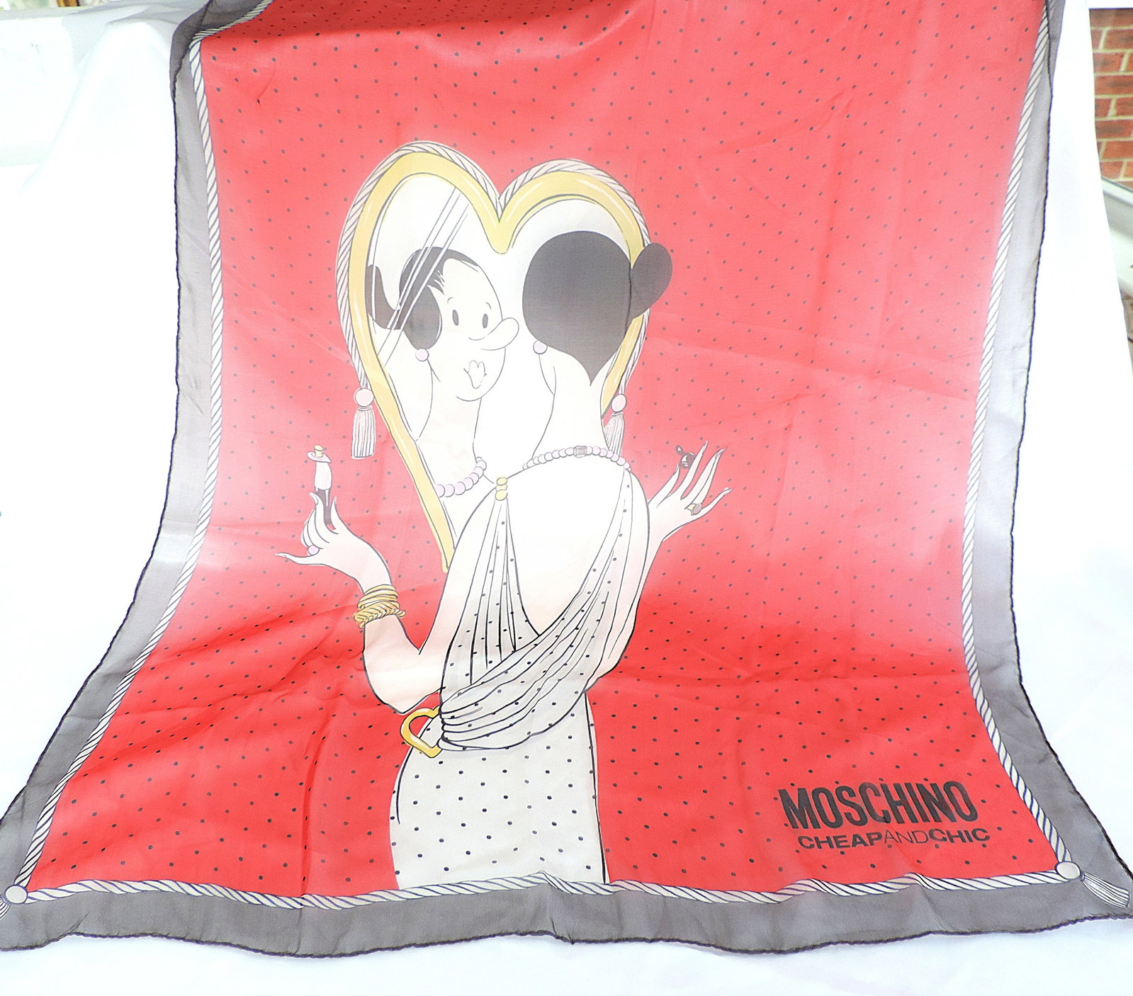Moschino Silk Scarf Olive Oyl 'Popye' Collection 'New With Tags' - 4