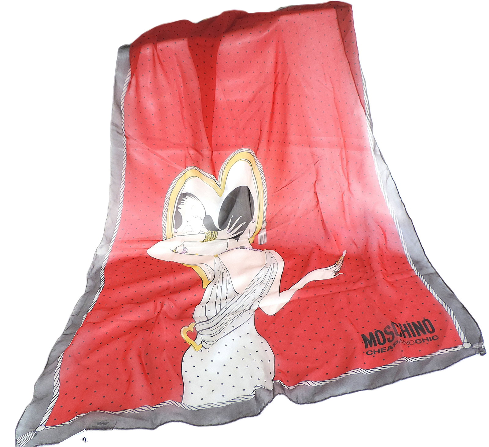 Moschino Silk Scarf Olive Oyl 'Popye' Collection 'New With Tags' - 5