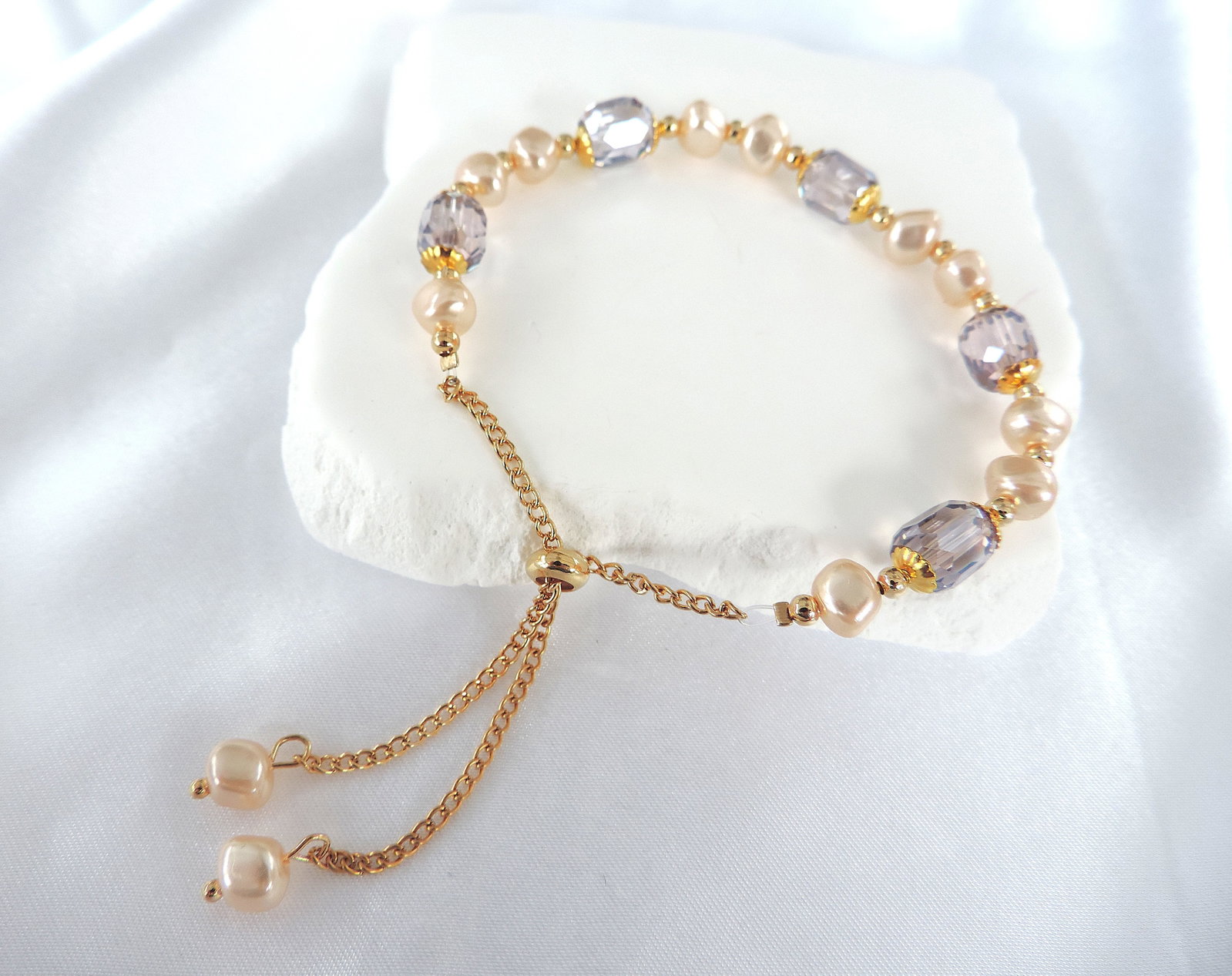 Crystal & Pearl Slider Bracelet 'New' - 2