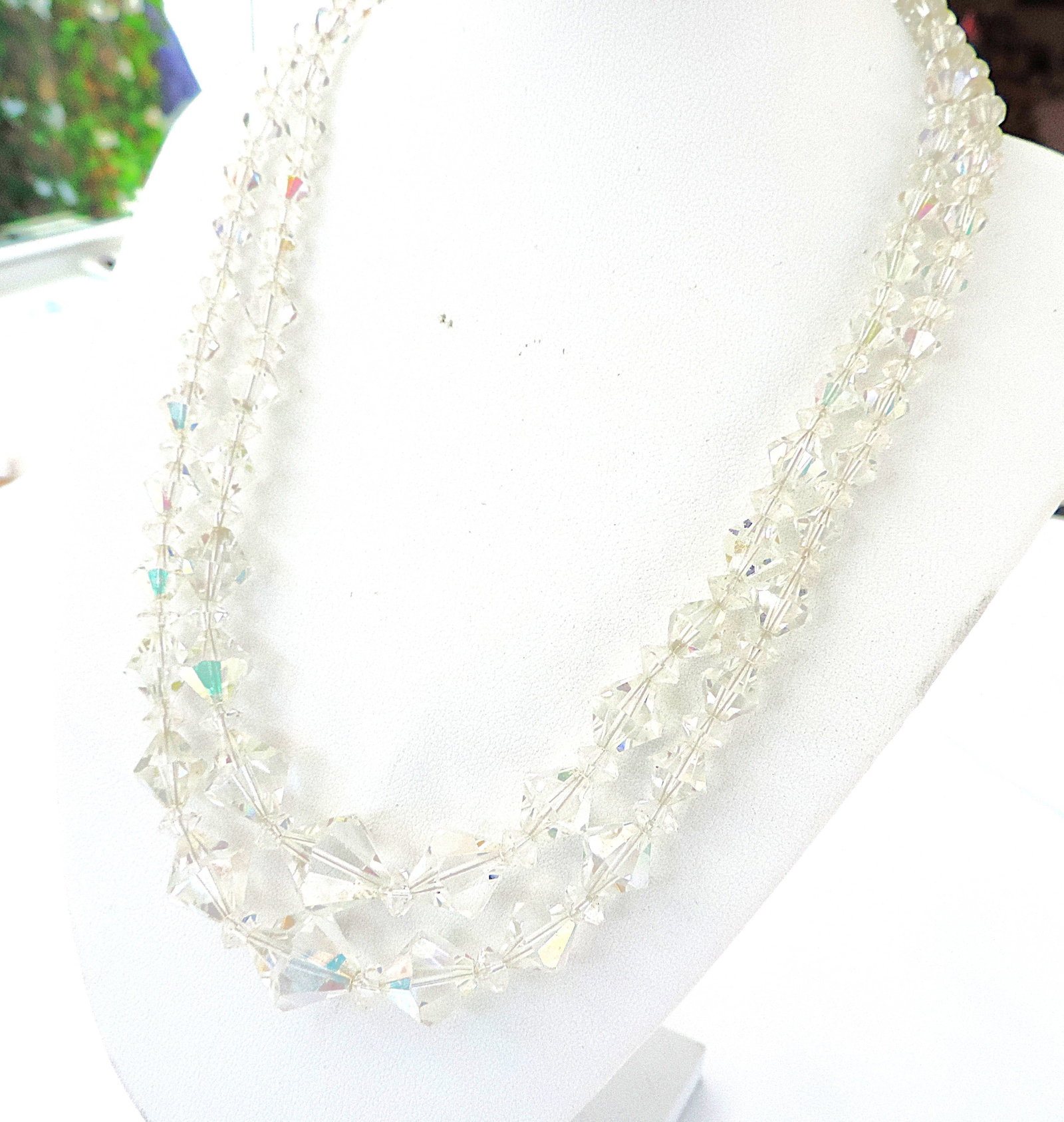 Vintage Double Strand Aurora Borealis Necklace - 2