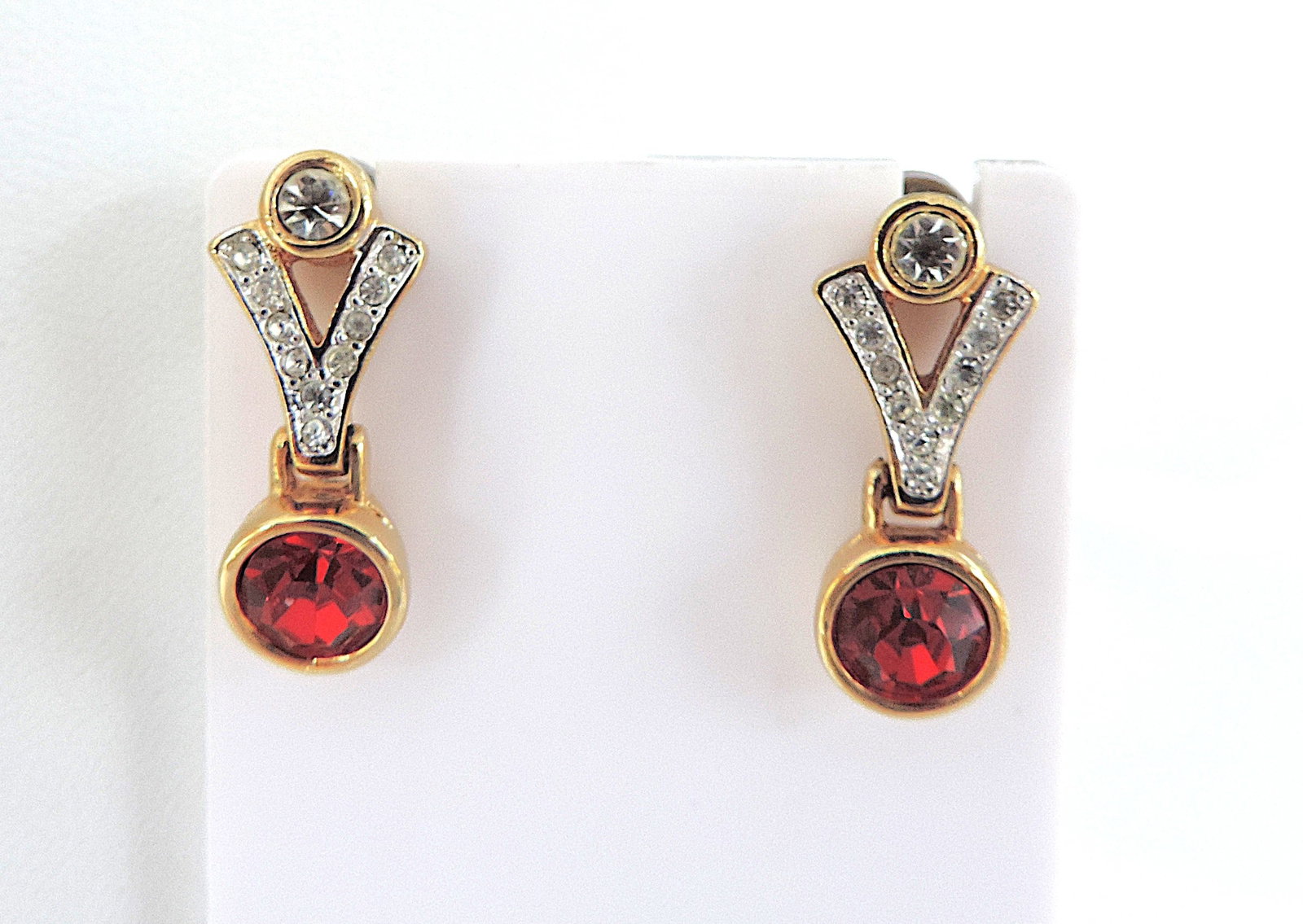 Vintage Gold Plated Austrian Crystal Necklace & Earrings Set c.1980's - 3