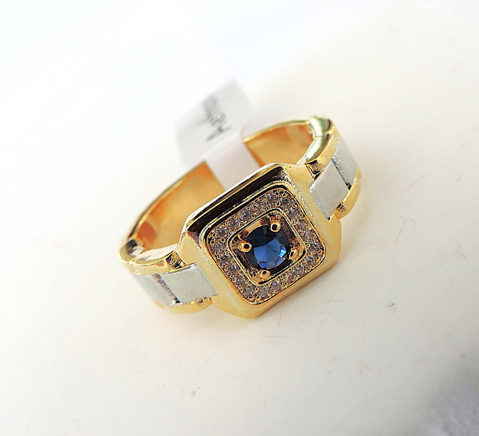 Aethon Men's Two Tone Blue Zircon Ring - 2