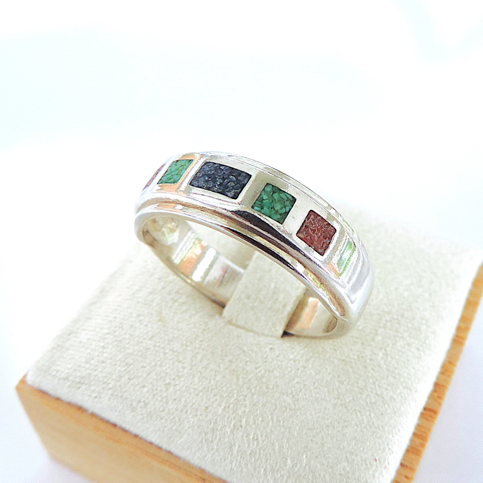 925 Silver Sapphire, Ruby & Emerald Gemstone Ring - 2