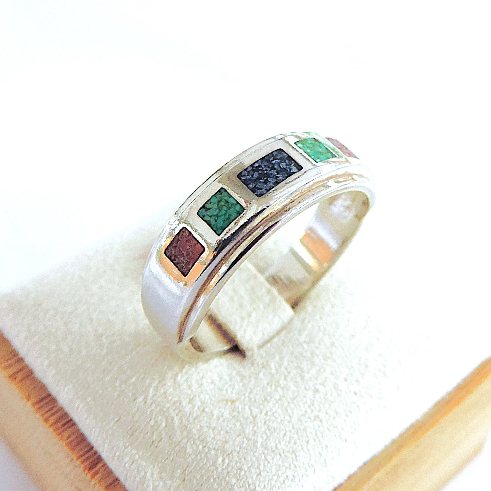 925 Silver Sapphire, Ruby & Emerald Gemstone Ring - 3