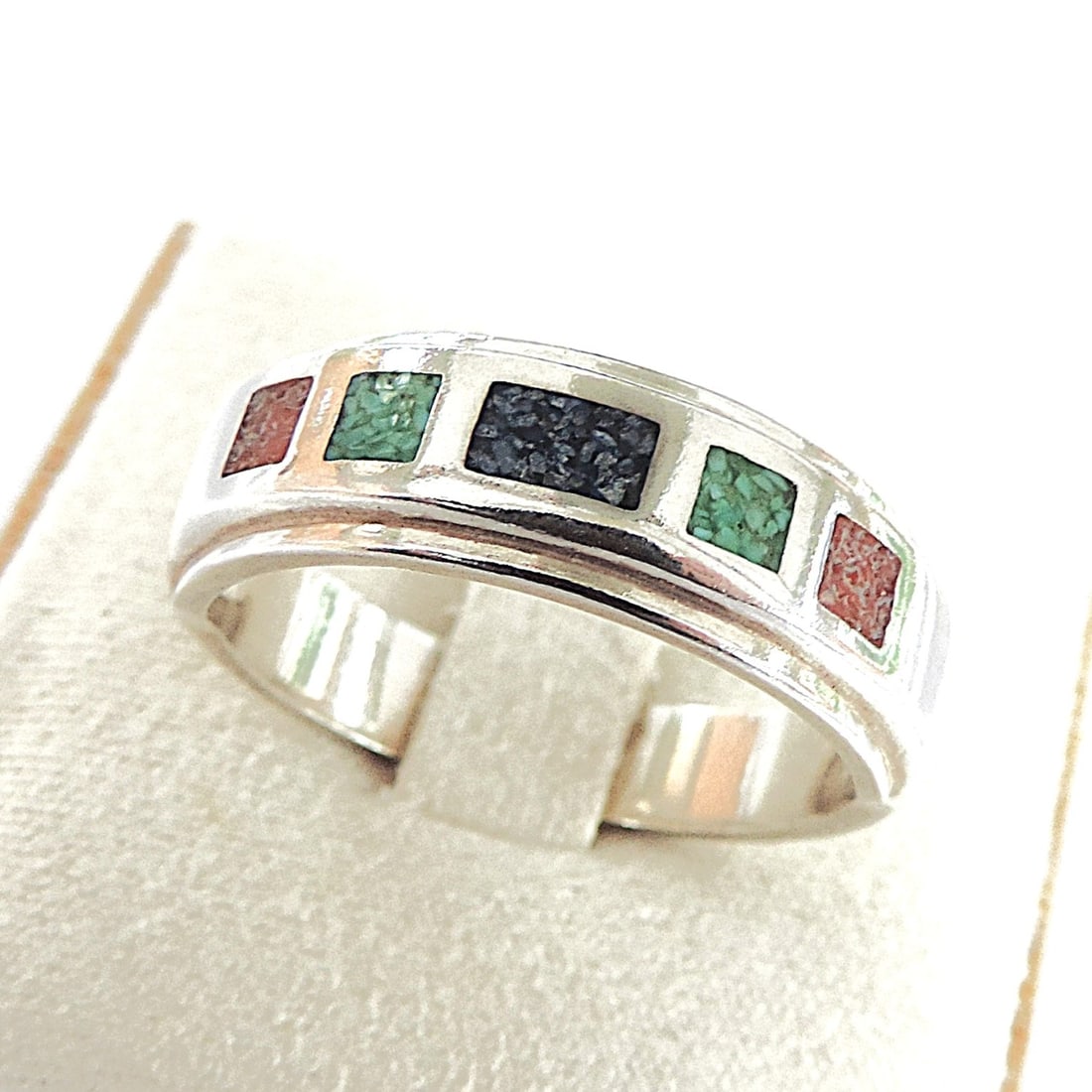 925 Silver Sapphire, Ruby & Emerald Gemstone Ring - 4