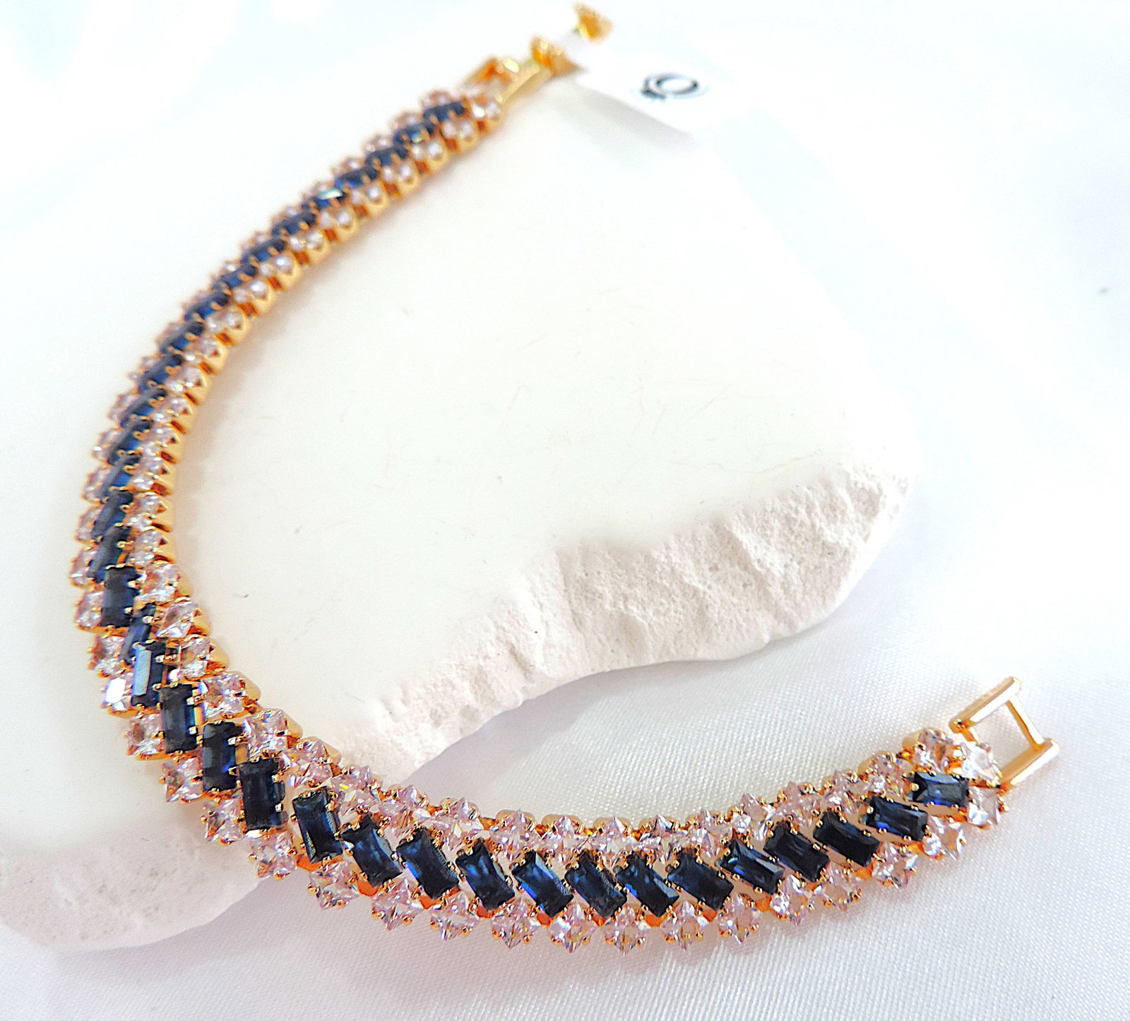 Orrevé Art Deco Style Blue & White Crystal Cocktail Bracelet 'New With Gift Box' - 3