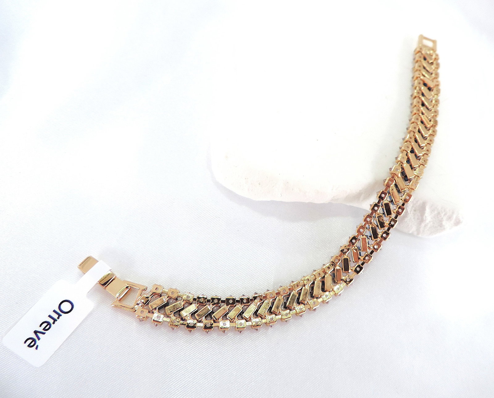 Orrevé Art Deco Style Blue & White Crystal Cocktail Bracelet 'New With Gift Box' - 4