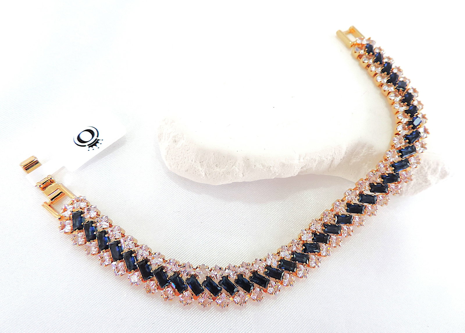 Orrevé Art Deco Style Blue & White Crystal Cocktail Bracelet 'New With Gift Box' - 5