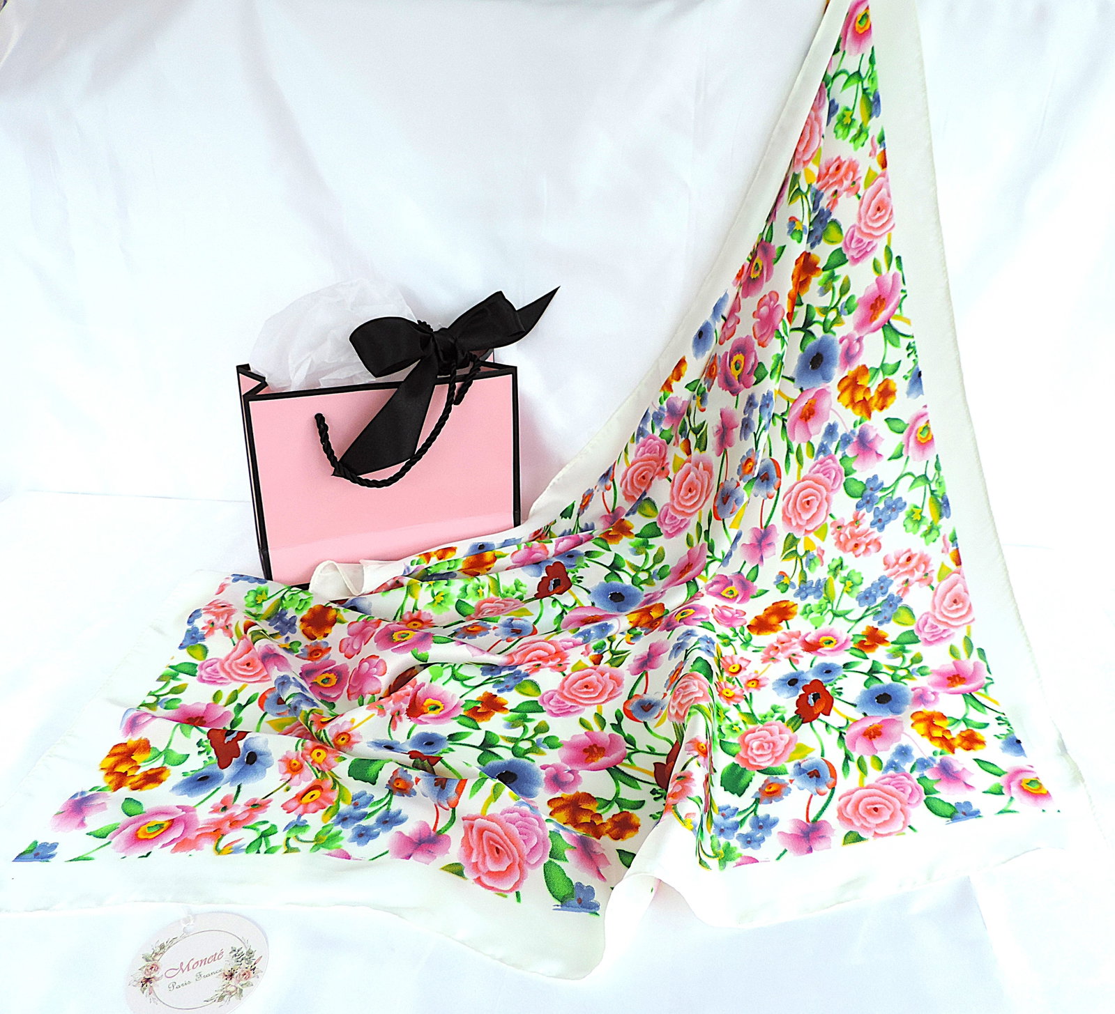 Moneté Paris 100% Silk Floral Print Scarf 'New' - 3