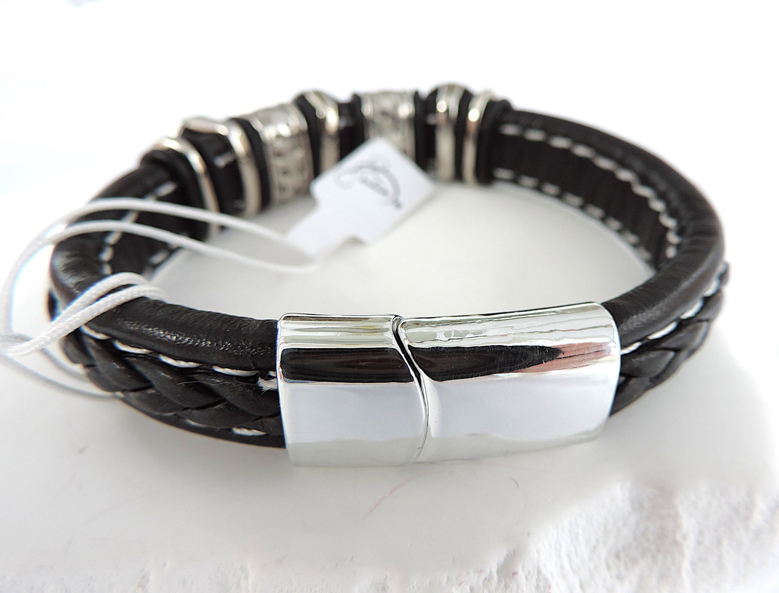 Aethon Black Leather Pirate Skulls Bracelet 'New' - 3