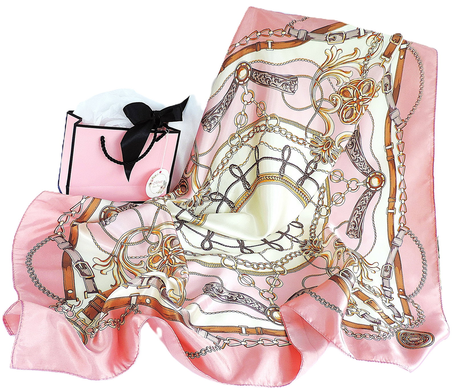 Moneté Paris 100% Silk Renaissance Style Print Scarf 83x83cm 'New' - 2