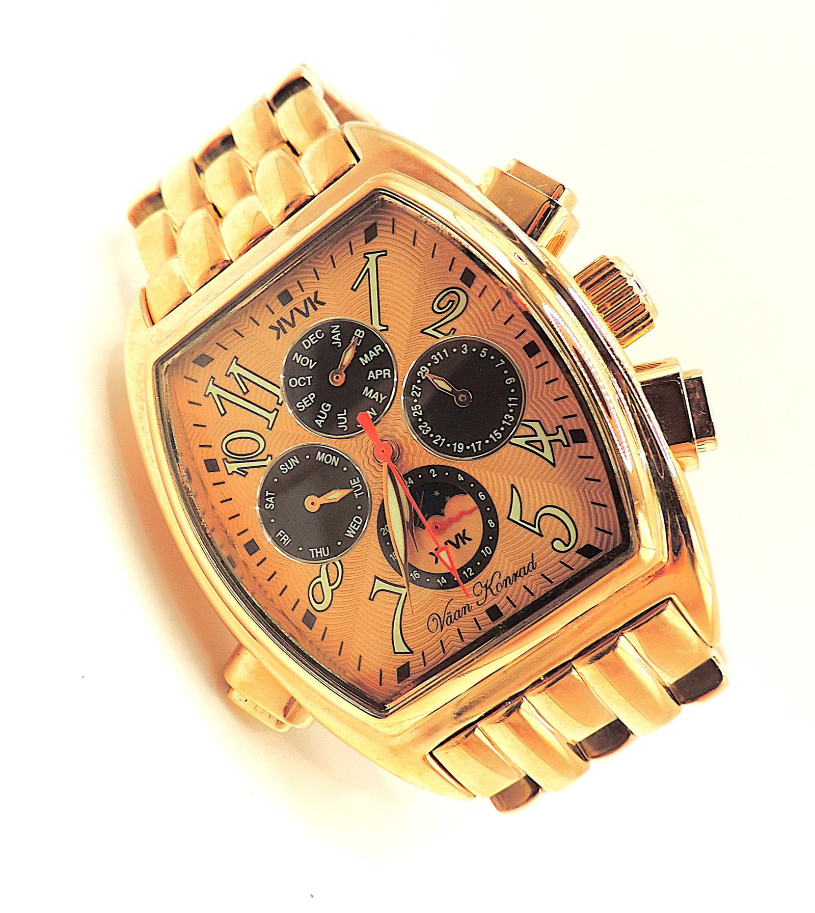 New Vaan Konrad Automatic Chronograph Gold Plated Bracelet Watch (1 of 8)