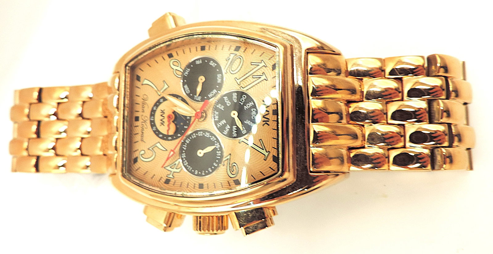 New Vaan Konrad Automatic Chronograph Gold Plated Bracelet Watch - 8