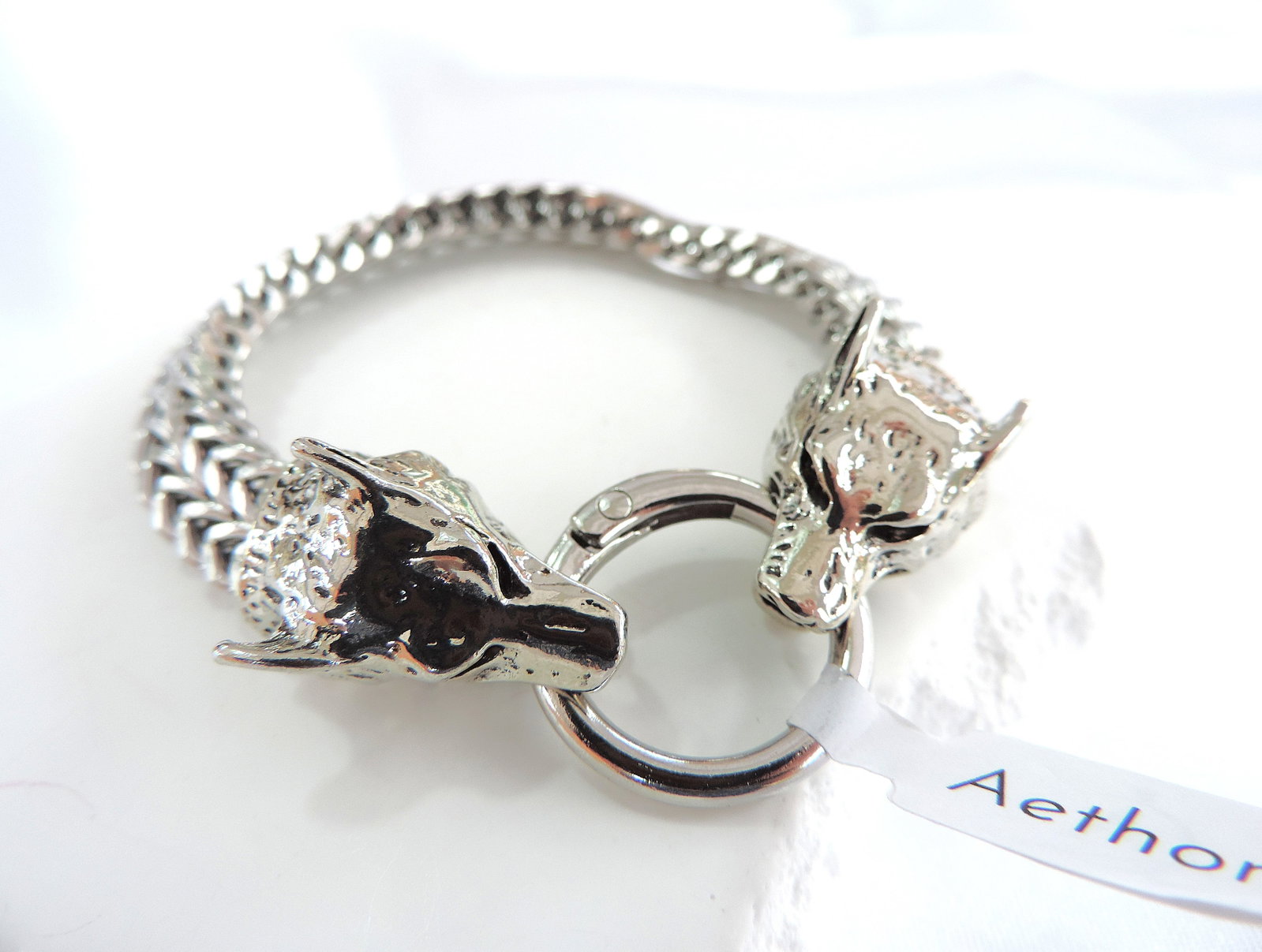 Men's Aethon Nordic Viking Style Wolf Head Stainless Steel Bracelet - 2