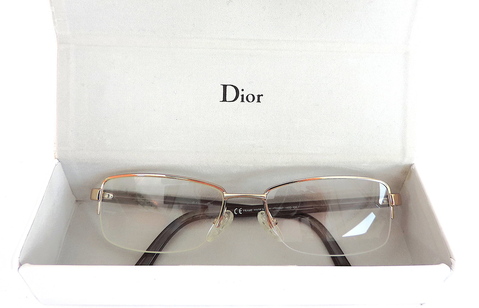 Christian Dior Prescription Glasses Frames Gold With Crystal Accents Includes Case - 2